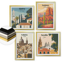 WANDBILDER 4er Set - 50x50 cm & 40x60 cm Goldrahmen - Retro-Stadtansichten Sedona Sintra - Goldfarben, Kunststoff (50/50cm) - ArtPrintCave