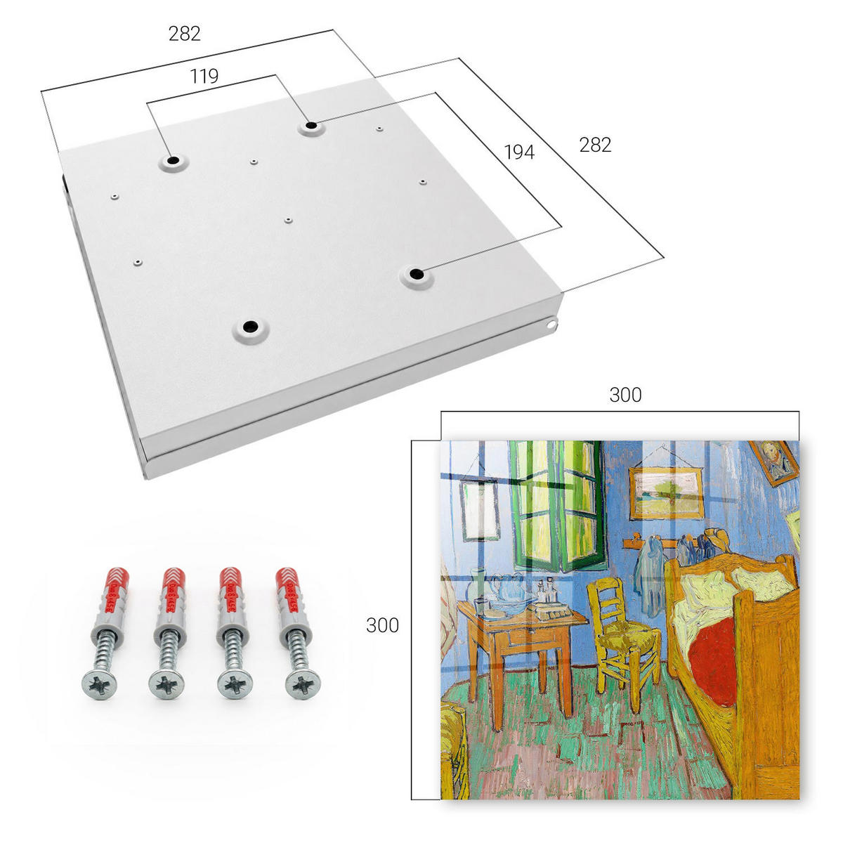 SCHLÜSSELBOX Weiß 30x30 cm – Türöffnung nach rechts - Gemütliches Zimmer - Blau, Metall (30/30/5cm) - TULUP