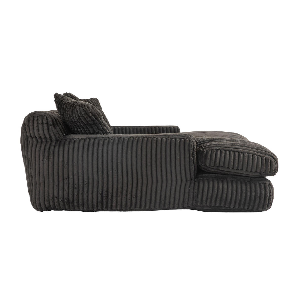 SCHLAFSOFA Relaxliege mit 3 Zierkissen,Lounge Sofa,Polstersofa,Cord,Schwarz - Schwarz, Textil (125/63/155cm) - LVHOM