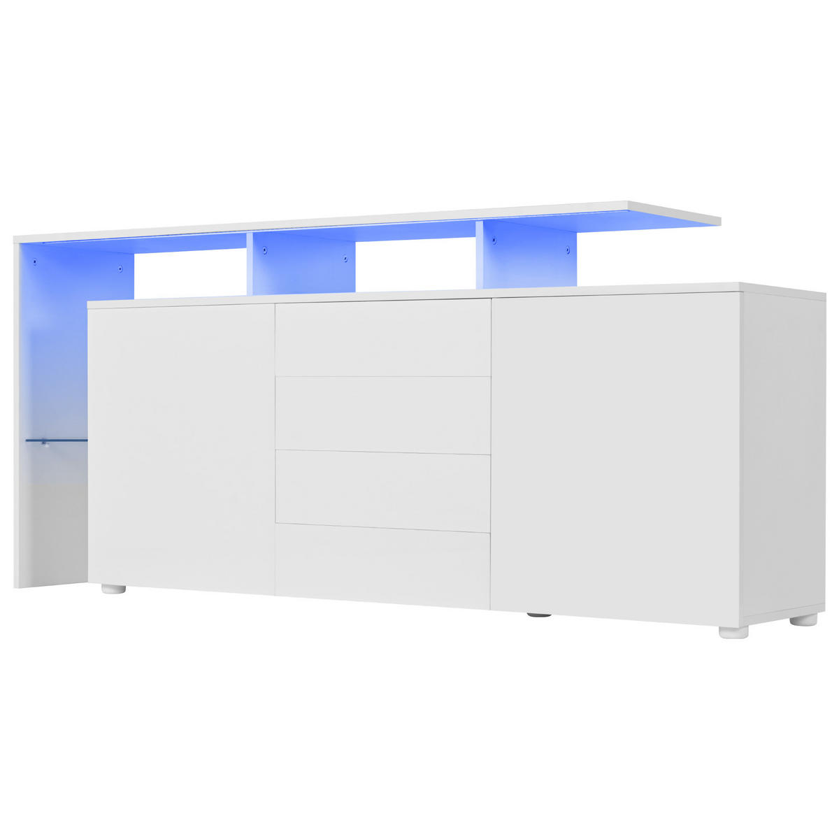 SIDEBOARD 160/35/70 cm weiß aus Spanplatte mit LED - Weiß, Holzwerkstoff (160/70/35cm) - OKWISH