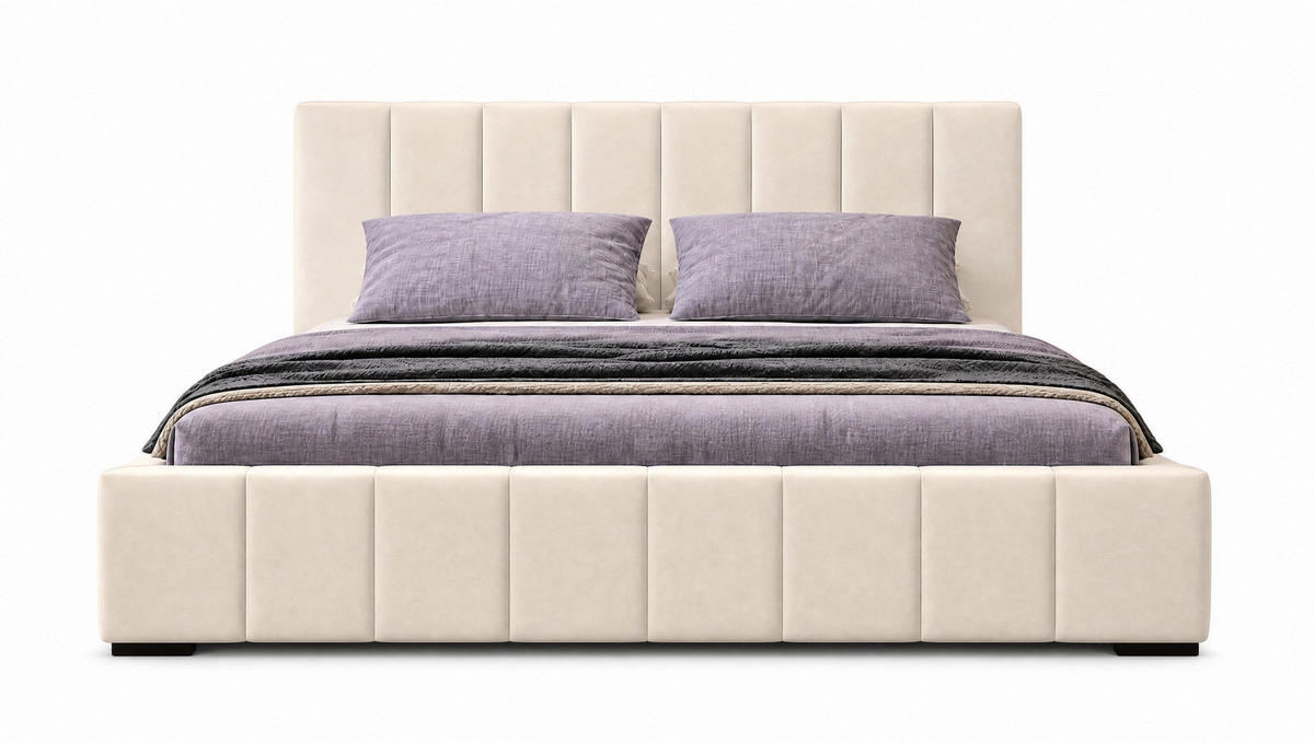MARPUR Polsterbett NERO 180x200 cm mit Bettkasten und Lattenrost, Beige - Chromfarben/Beige, Holz/Holzwerkstoff (180/200cm) - Marpur