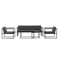 GARTENTISCHGRUPPE Schwarz - Schwarz, Holzwerkstoff - ebuy24