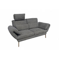 SOFA HOLLY Anthrazit Flachgewebe - Anthrazit/Braun, Textil/Metall (176/90/92cm) - KAWOLA