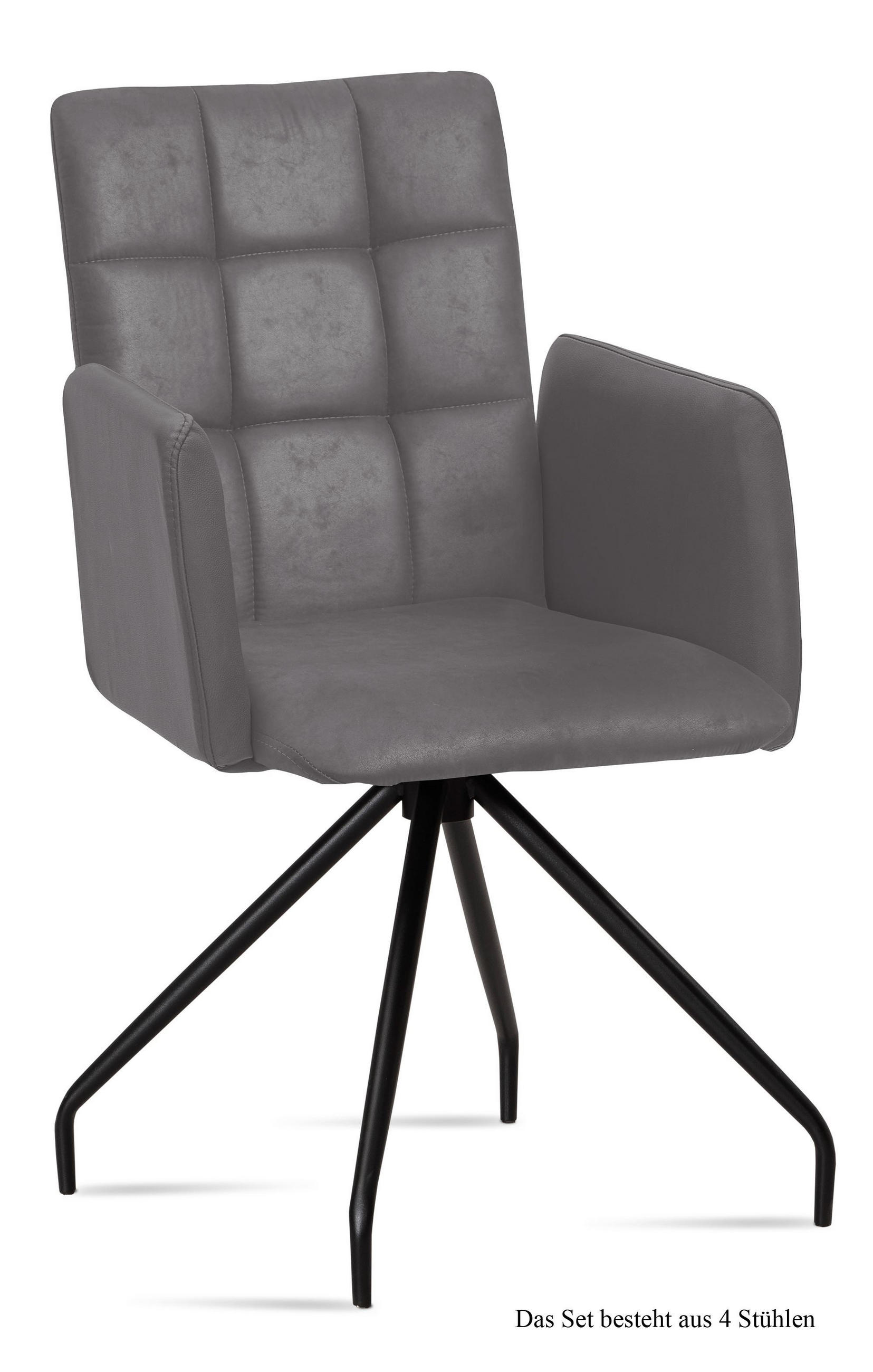 ARMLEHNSTUHL (4er-Set) Devina 52x91x60 Schwarz/Grau - Schwarz/Grau, Kunststoff (60/91/52cm) - 58aufmkessel