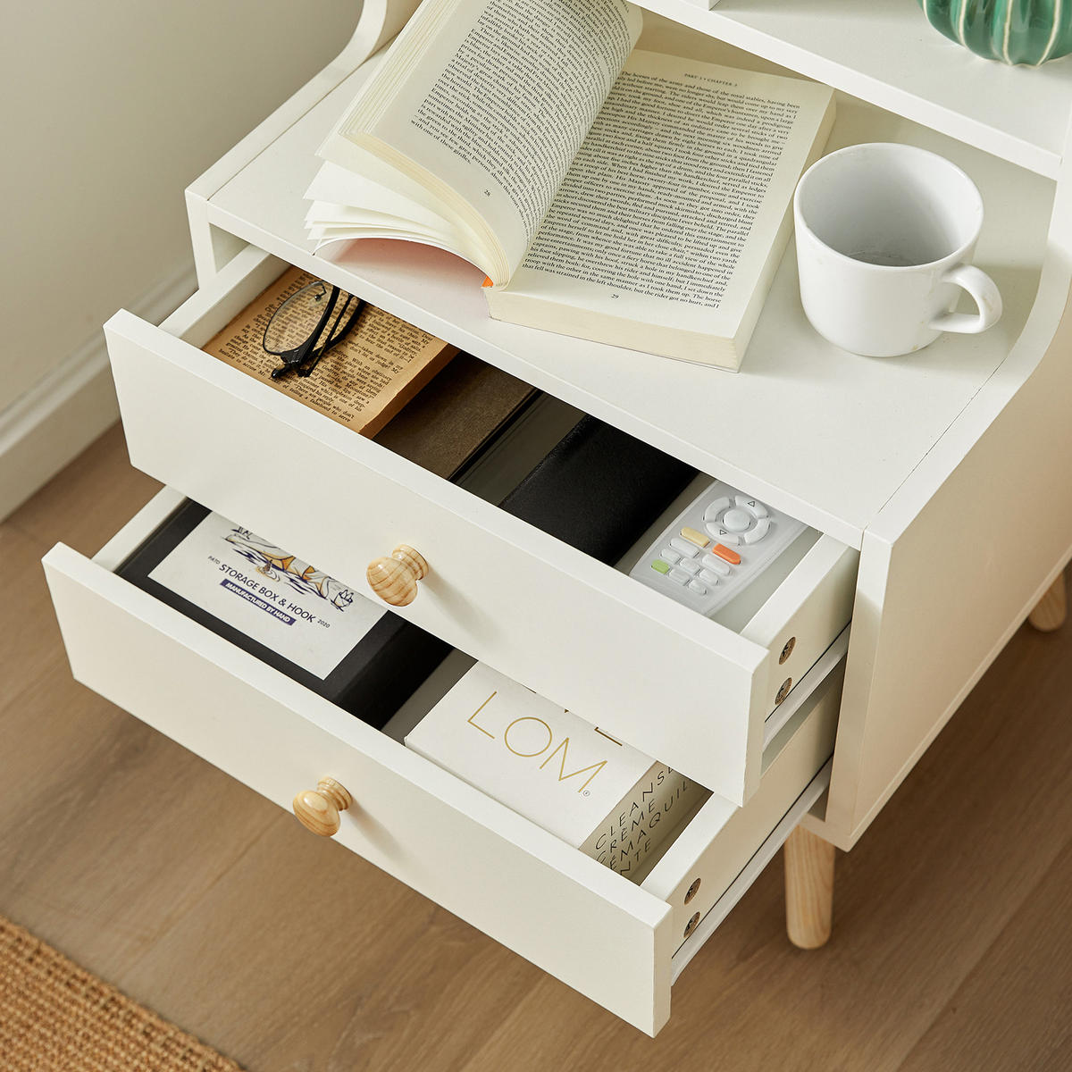 NACHTTISCH Weiß - Weiß, Holzwerkstoff (43/81/36cm) - SoBuy