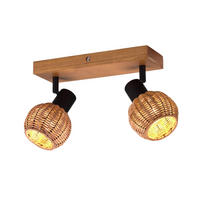 DECKENSTRAHLER Holz Breite 30cm, Lampenschirme Rattan - Naturfarben, Naturmaterialien/Holz (14/30/18cm) - meineWunschleuchte
