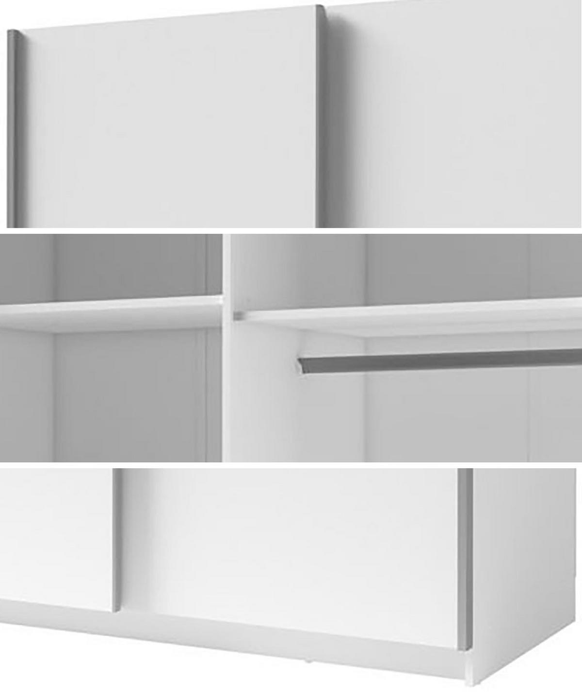 SCHWEBETÜRENSCHRANK Gozo Weiß 150 / 62 / 198cm - Weiß/Grau, Holz/Holzwerkstoff (150/198/62cm) - Feldmann-Wohnen