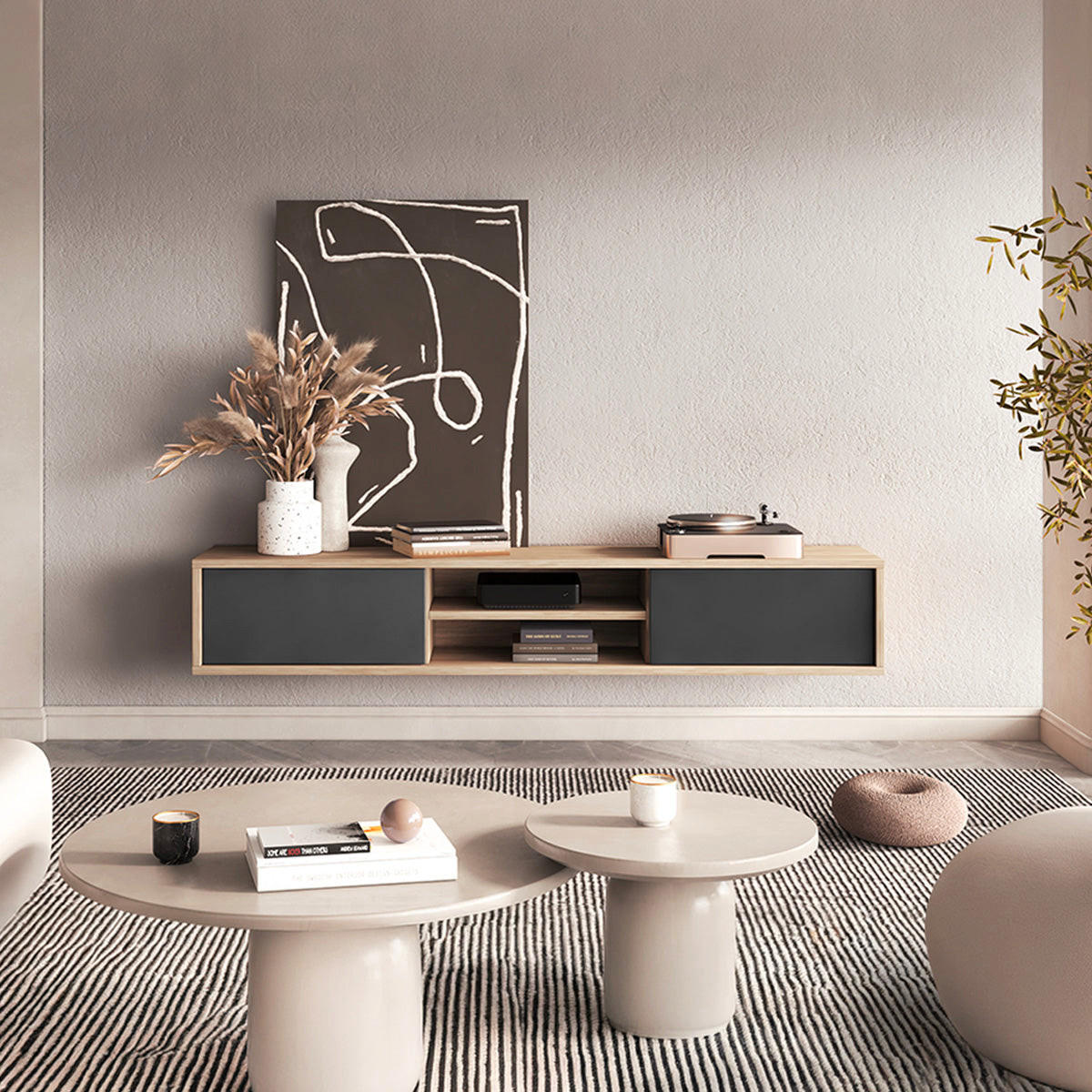 TV-MÖBEL Idra Grau und Holz - Grau, Holzwerkstoff (180/32/36cm) - Petits-meubles
