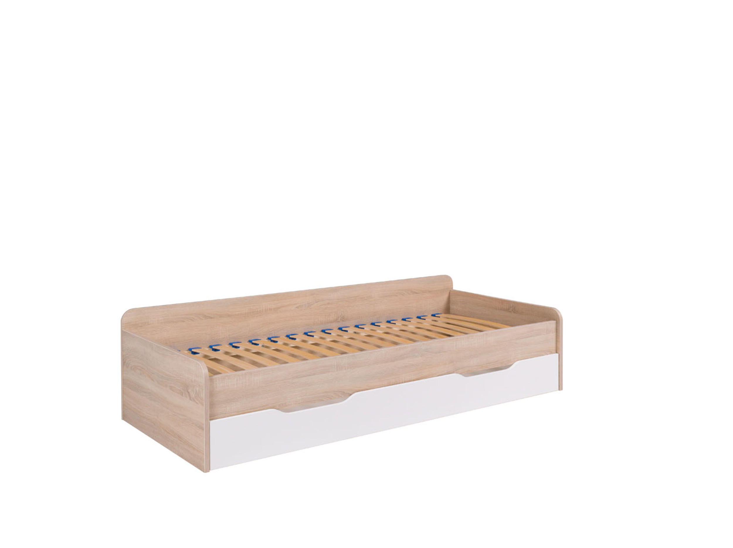JUGENDBETT - Bett Lingo 80 - Sonoma + Weiß - Sonoma Eiche, Holzwerkstoff (85/51/205cm) - Möblo
