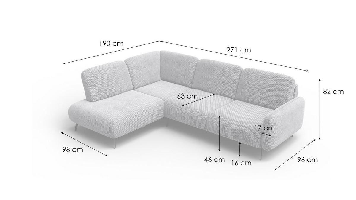 ECKSOFA FEBE 5-Sitzer links, beige - Beige/Schwarz, Holz/Textil (271/190cm) - Courtois Laville