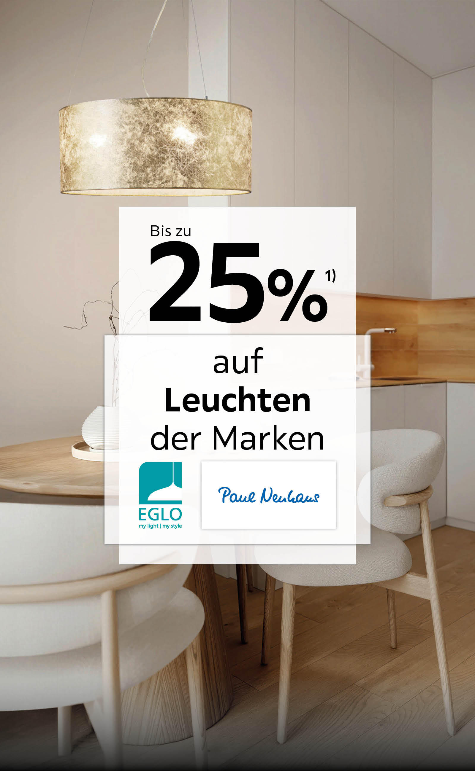 Bis zu 25% auf Leuchten der Marken Eglo & Paul Neuhaus