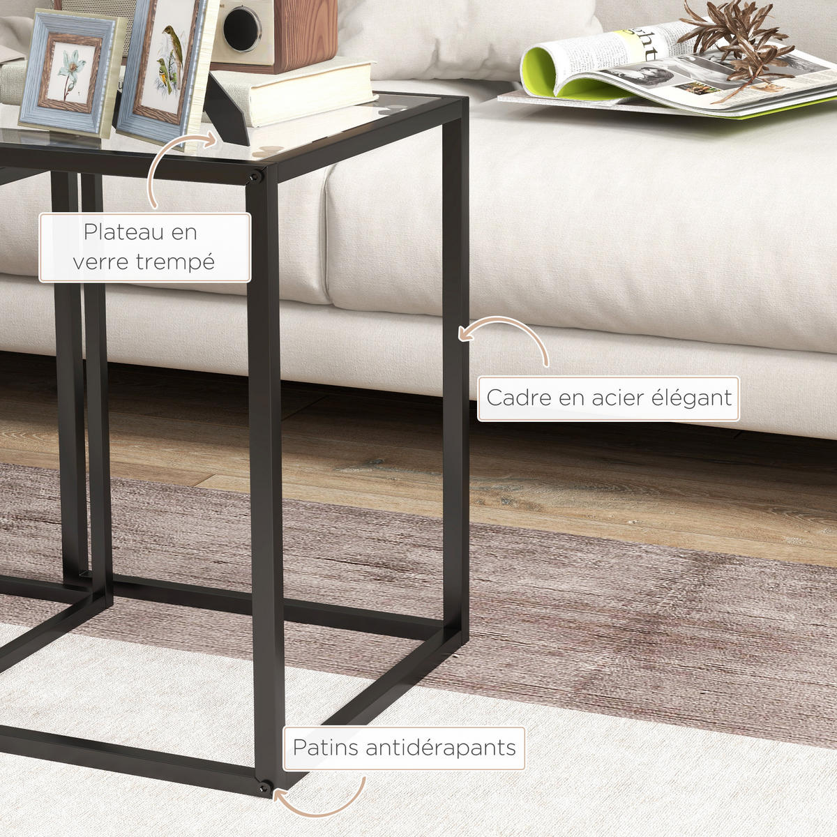 BEISTELLTISCH Schwarz 2 Stück - Schwarz, Kunststoff (42/42/51cm) - GiPP