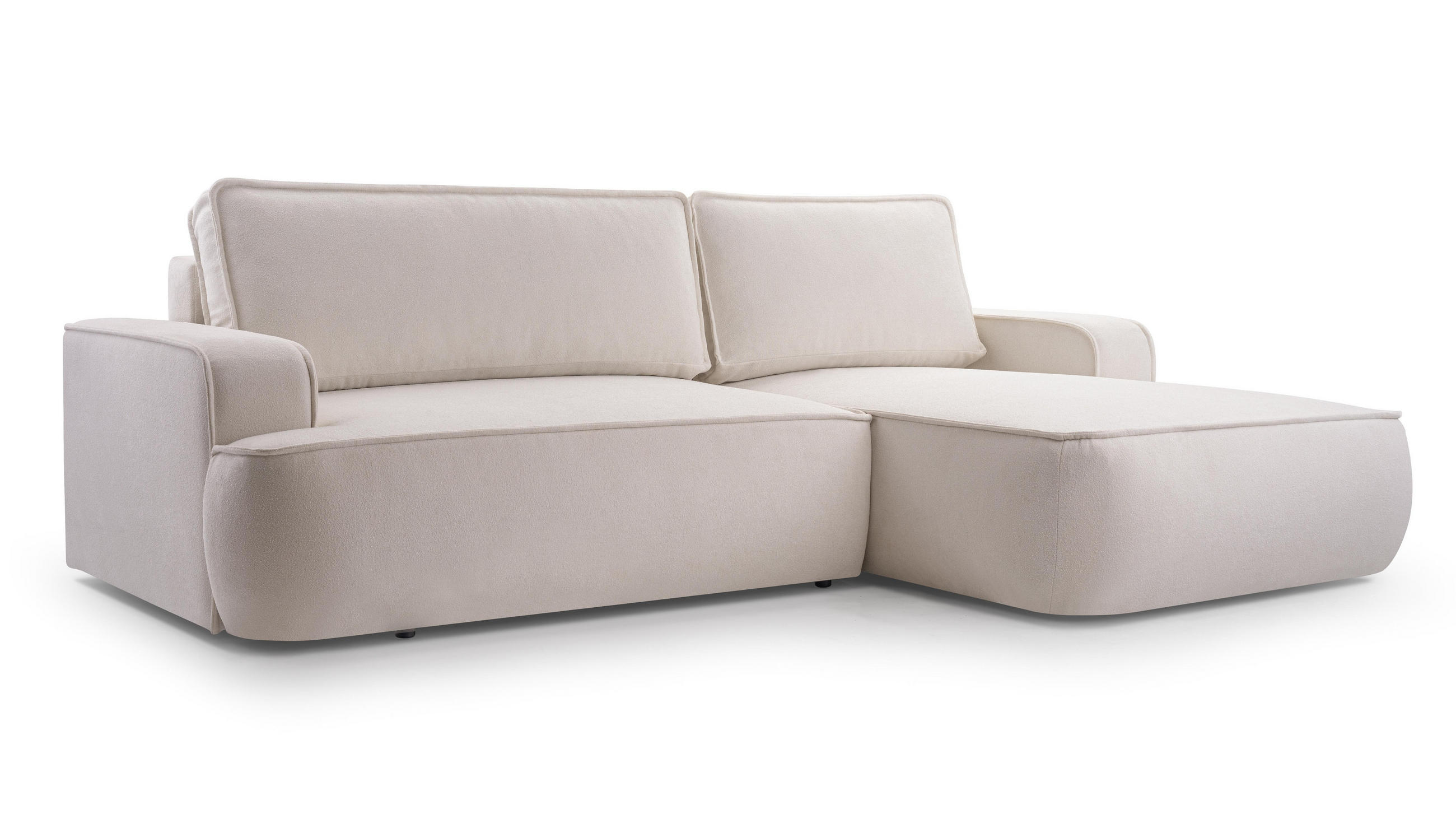 ECKSOFA L Form Ablia Creme 267/168/87 cm mit Schlaffunktion R - Creme/Schwarz, Kunststoff/Textil (267/168cm) - AX Living