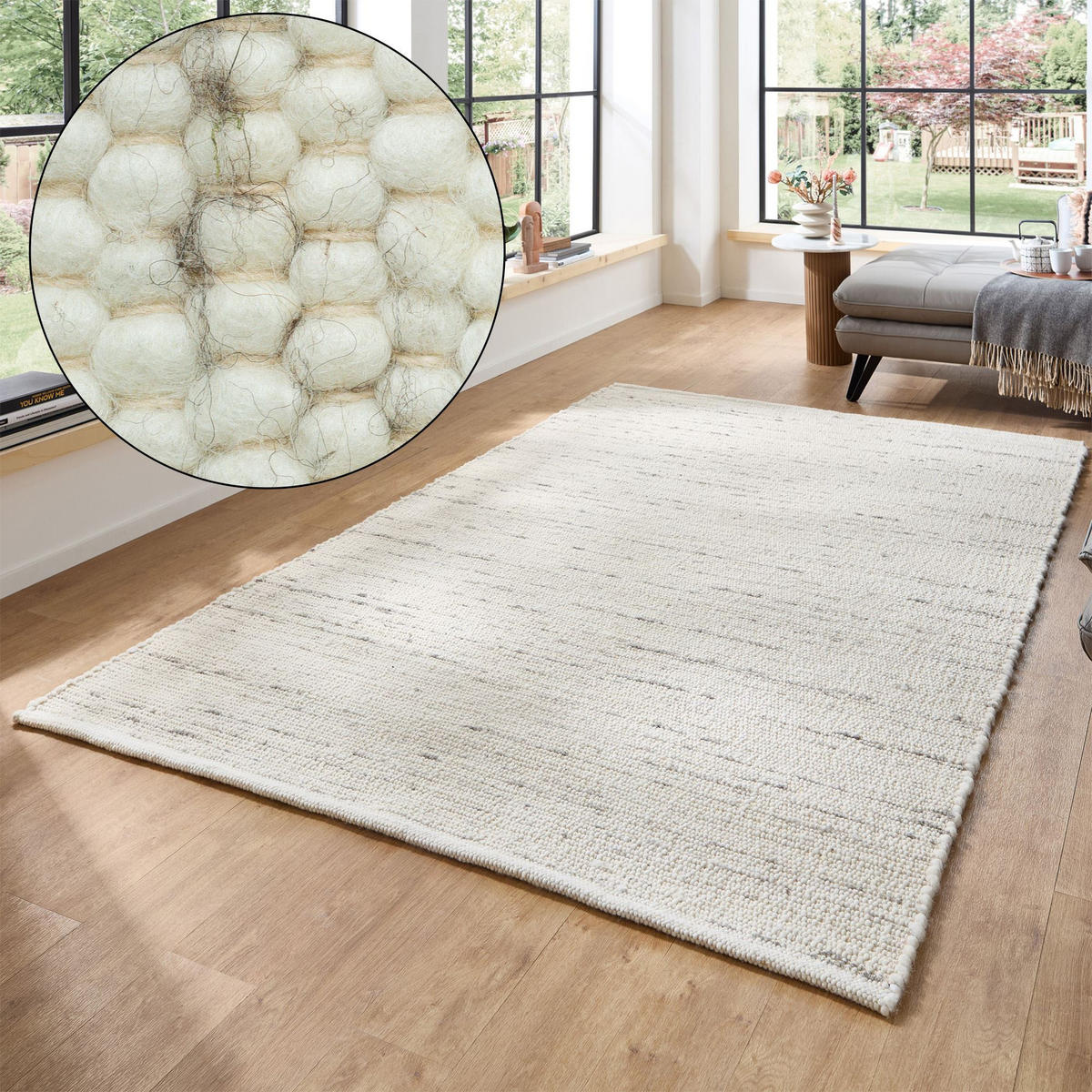 HANDWEBTEPPICH Anden 140x200 cm - Hellgrau, Textil (140/200cm) - Rug and Roll