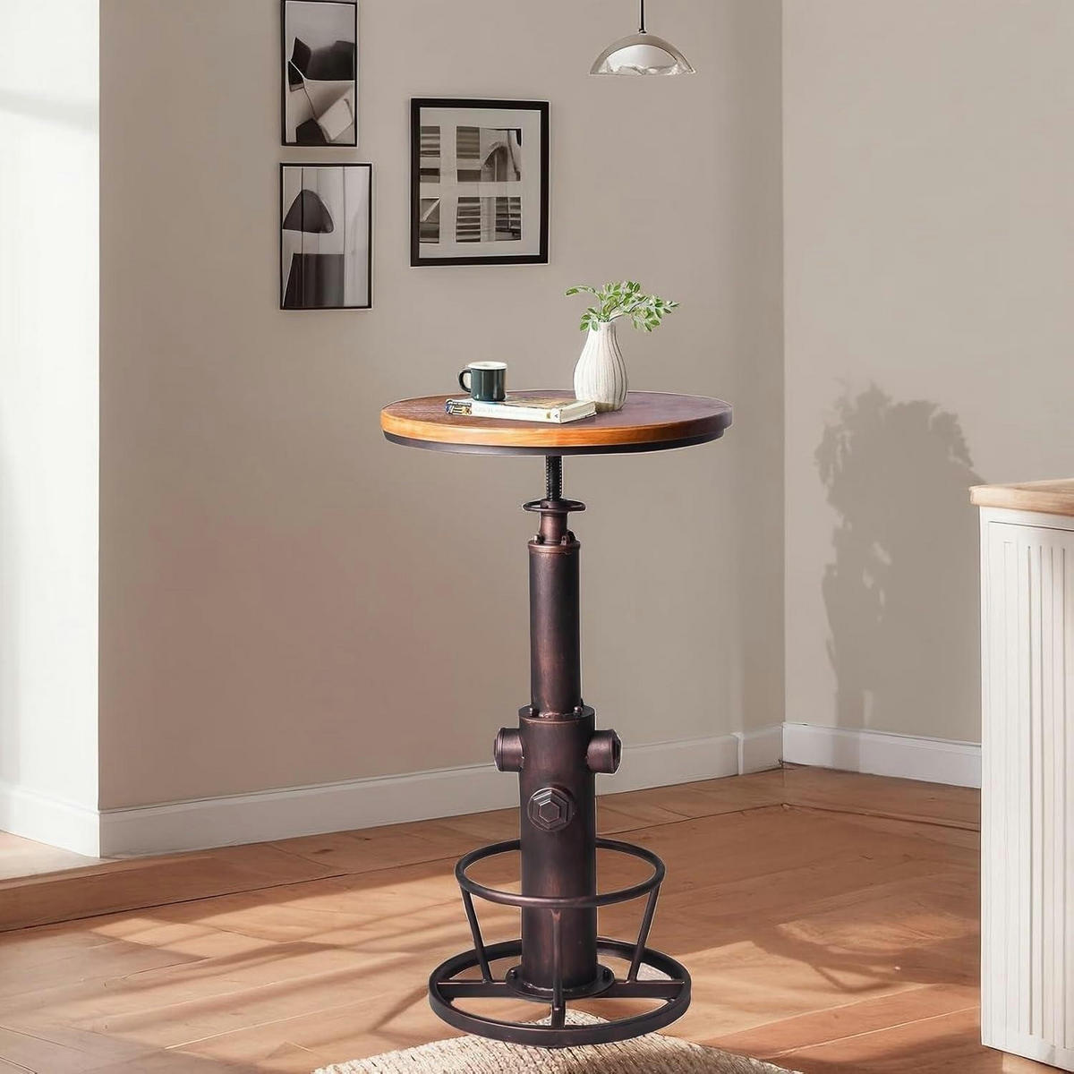 BARTISCH Vintage Hydrant Design höhenverstellbar 97-112 cm - Braun, Holz (60.2/60.2/112.8cm)