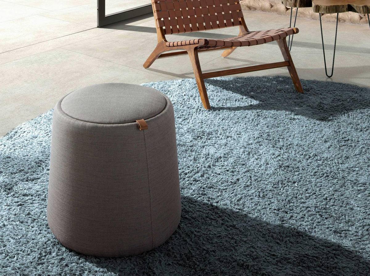 POUF Hocker aus grauem Stoff Ø44/40 cm - Grau, Textil (44/40/44cm) - ANGEL CERDA