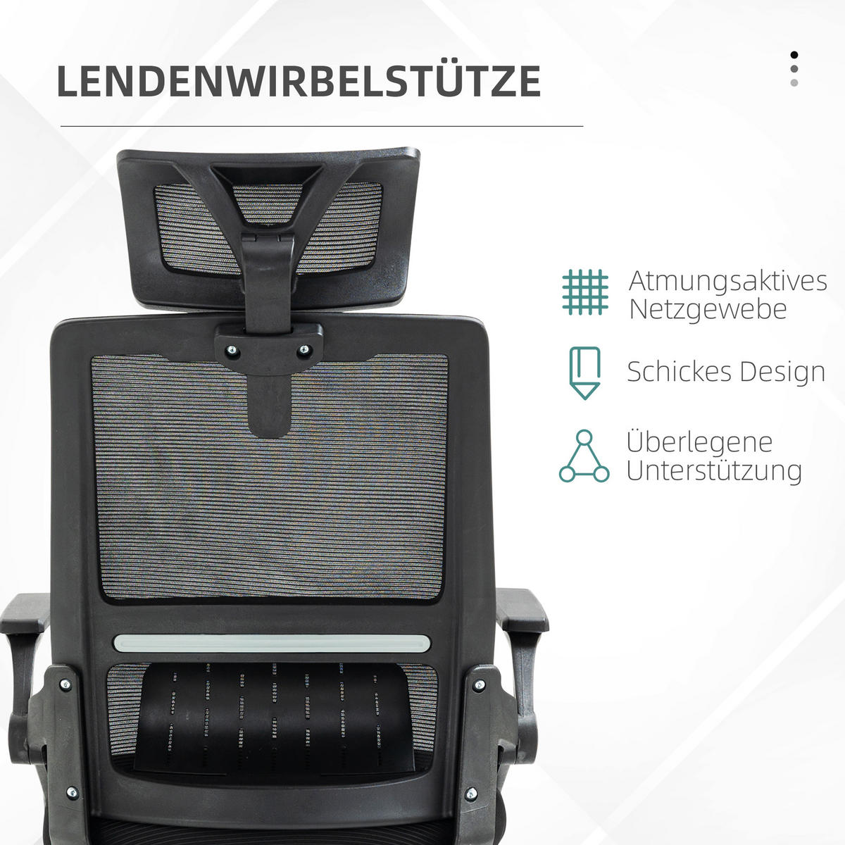 BÜROSTUHL, Ergonomisch, Mesh, Schwarz - Schwarz, Textil (61/119/60cm) - Vinsetto