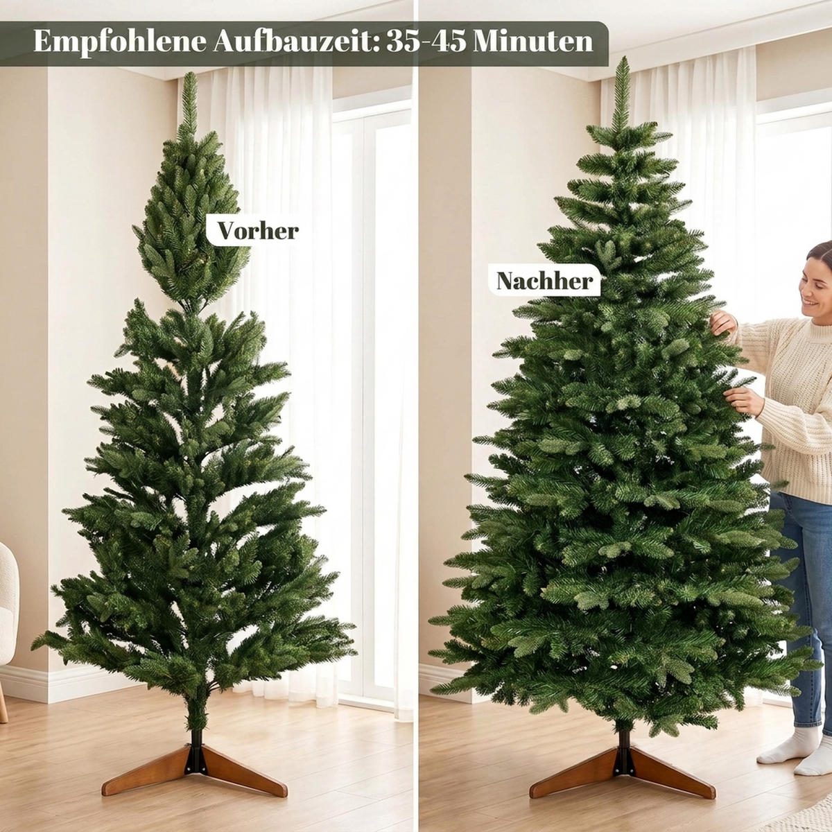 WEIHNACHTSBAUM PVC Stahl Grün - Grün, Kunststoff (180cm) - HOMCOM