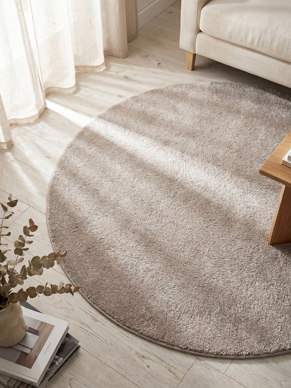 TEPPICH Kurzflor MAIN in Beige, einfarbig, Ø 120 cm - Beige, Textil (120/120cm) - KADIMA DESIGN