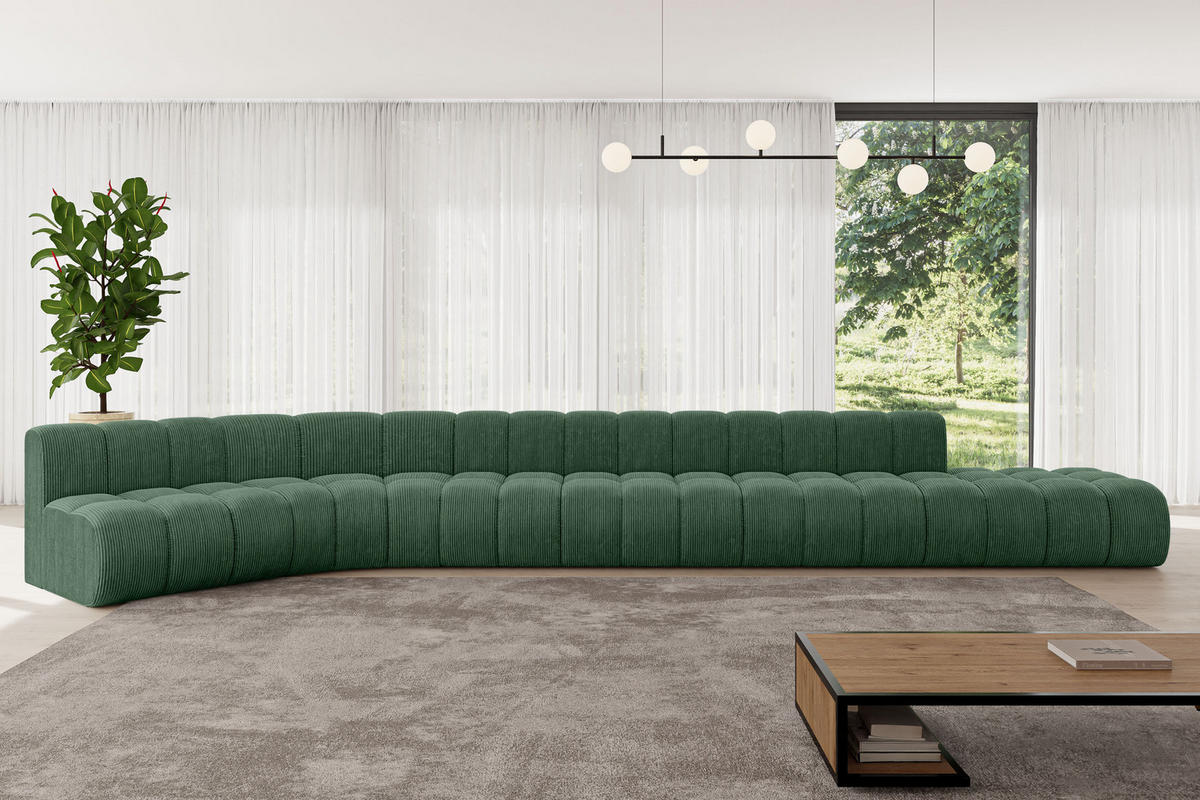 ECKSOFA modulares Sofa Brilo-L3 - 562x174x70 cm Grün - Grün, Holzwerkstoff/Textil (562/174cm) - ALTDECOR