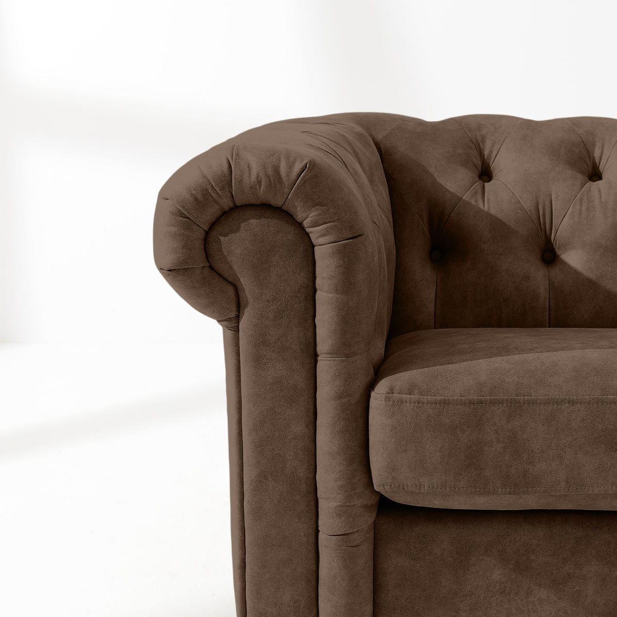 3-SITZER-SOFA GRAVO Chesterfield, Kunstleder - Wengefarben/Dunkelbraun, Leder/Holz (202/72/95cm) - KONSIMO®