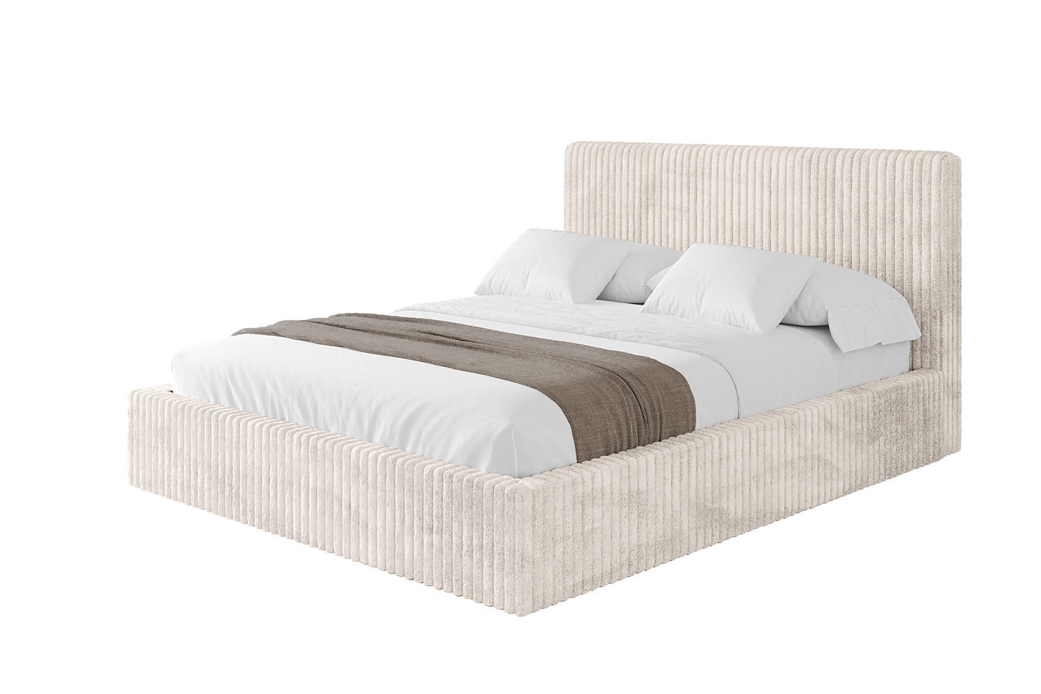 POLSTERBETT mit Bettkasten und Lattenrost, Bett mit Matratze H3/H4 - ALOVA-V1 120x200 Creme - Creme, Holzwerkstoff/Textil (120/200cm) - ALTDECOR