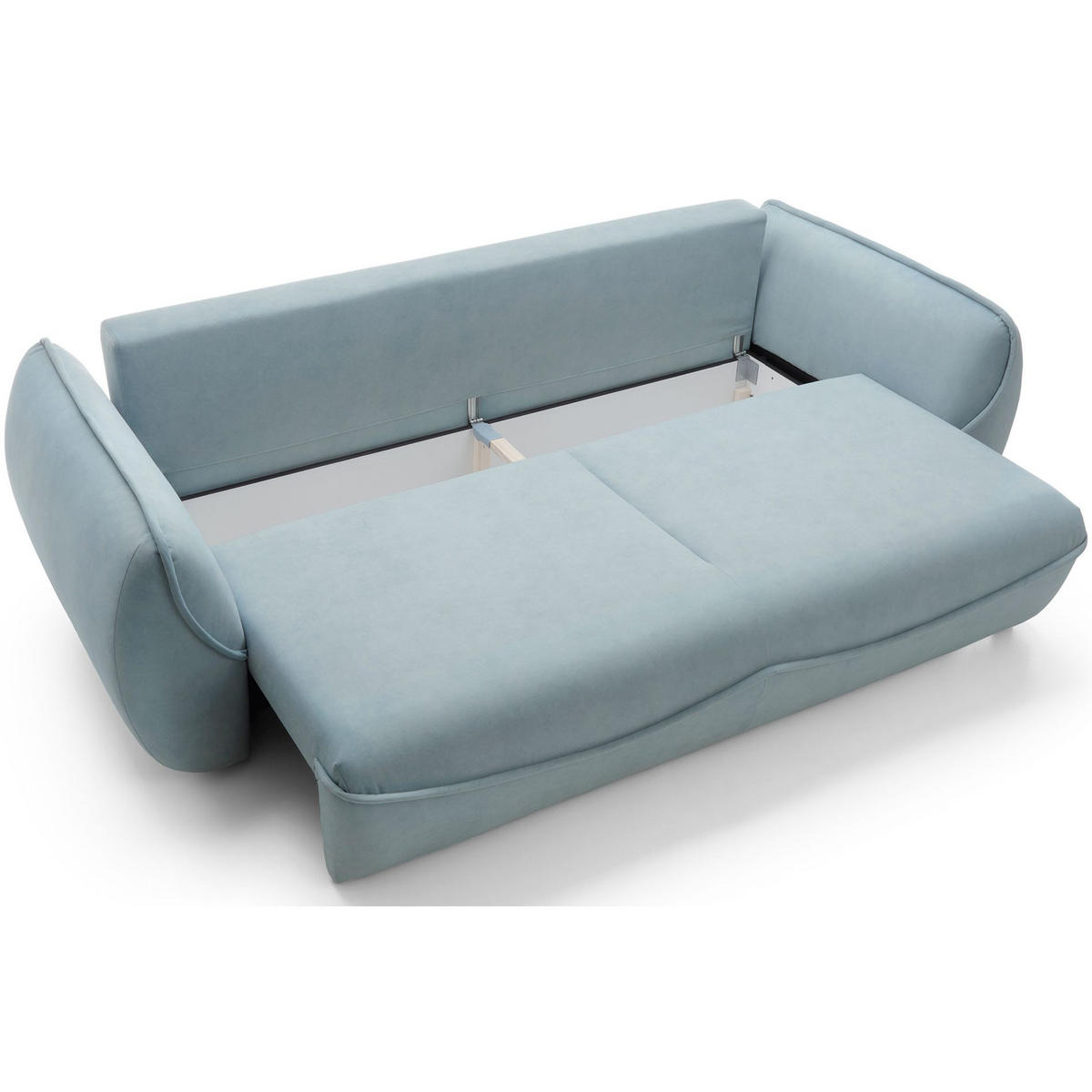 3-SITZER SOFA Cutie Blau Easy-Clean-Velours - Schwarz/Hellblau, Textil (257/90/114cm) - Selsey