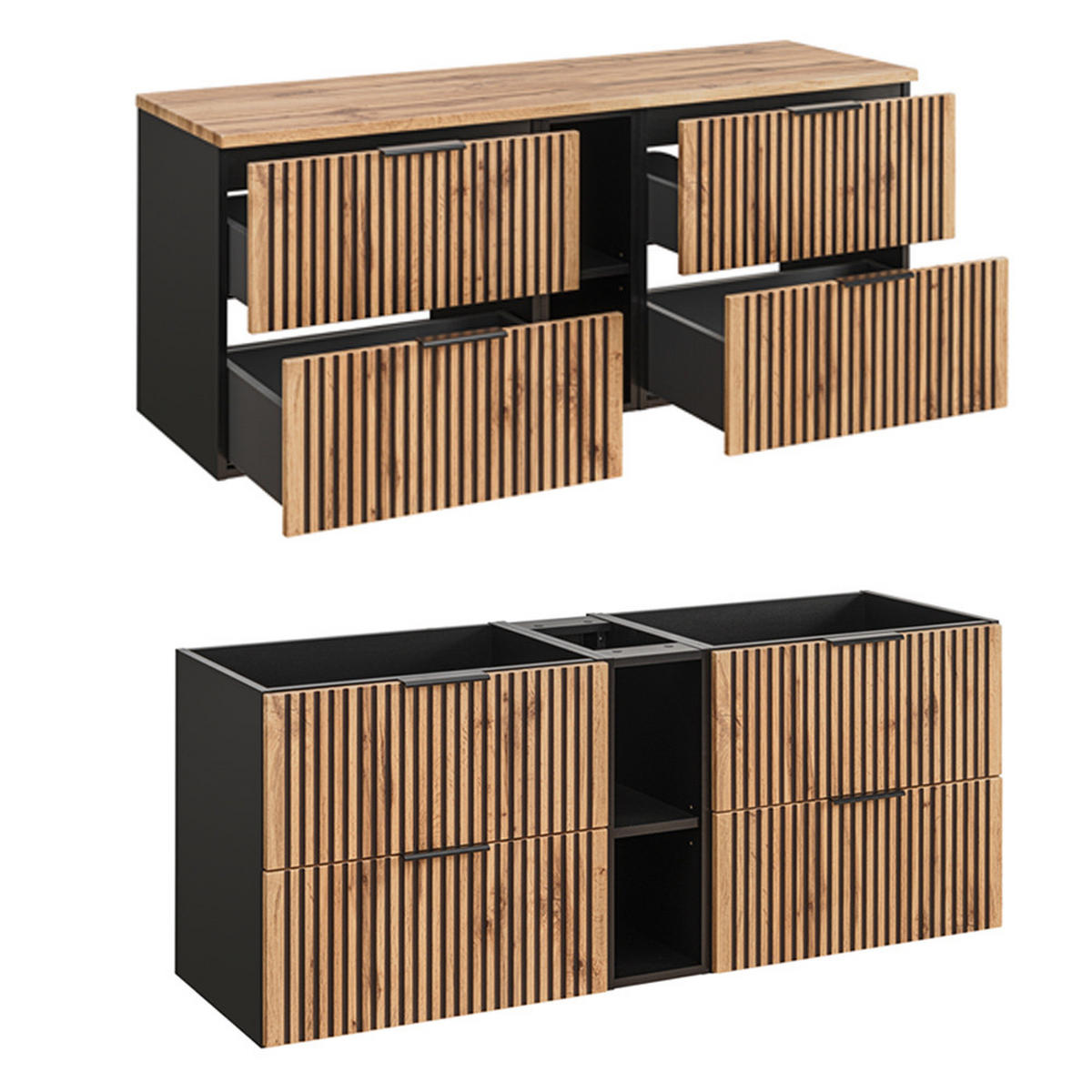 BADMÖBEL-SET 4-TLG. Xanten-56 - Braun, Holzwerkstoff (190/200/47cm) - Lomado