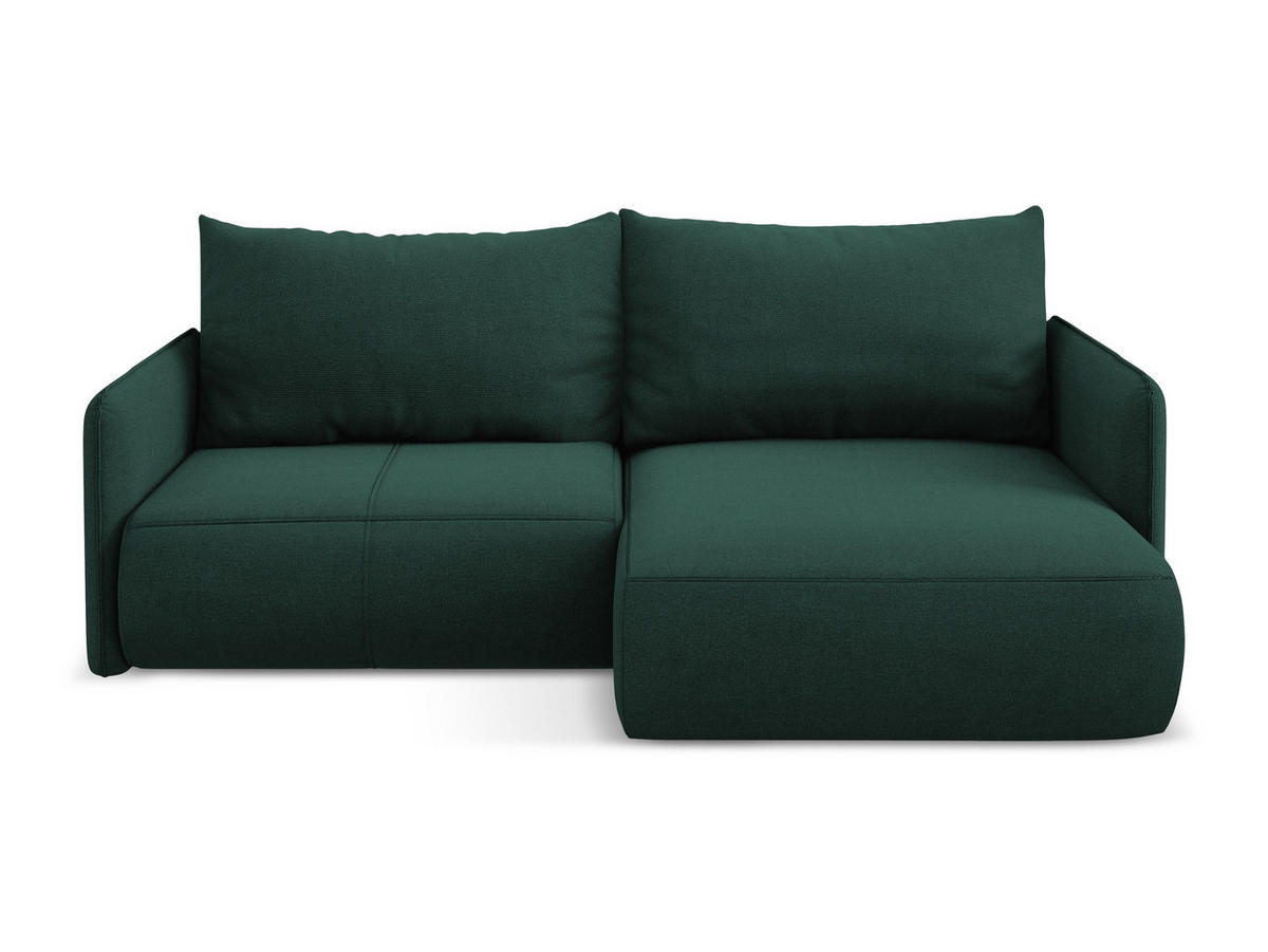ECKSOFA mit Schlaffunktion Strukturstoff Stoff Grün - Dunkelgrün/Schwarz, Kunststoff/Textil (207/148cm) - Makamii