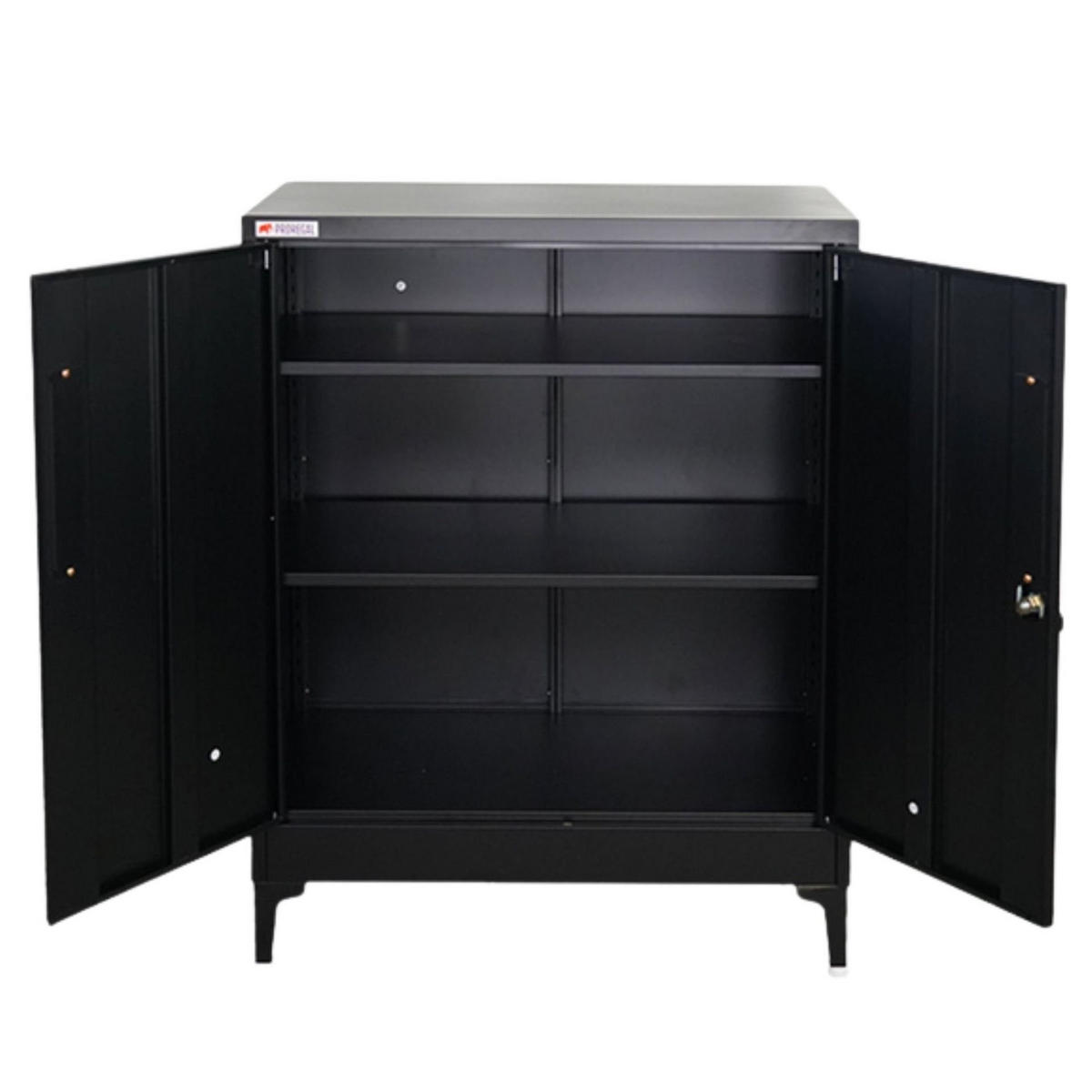 AKTENSCHRANK Elephant 2 Ebenen Schwarz 90x80x40cm - Schwarz, Metall (80/90/40cm) - PROREGAL