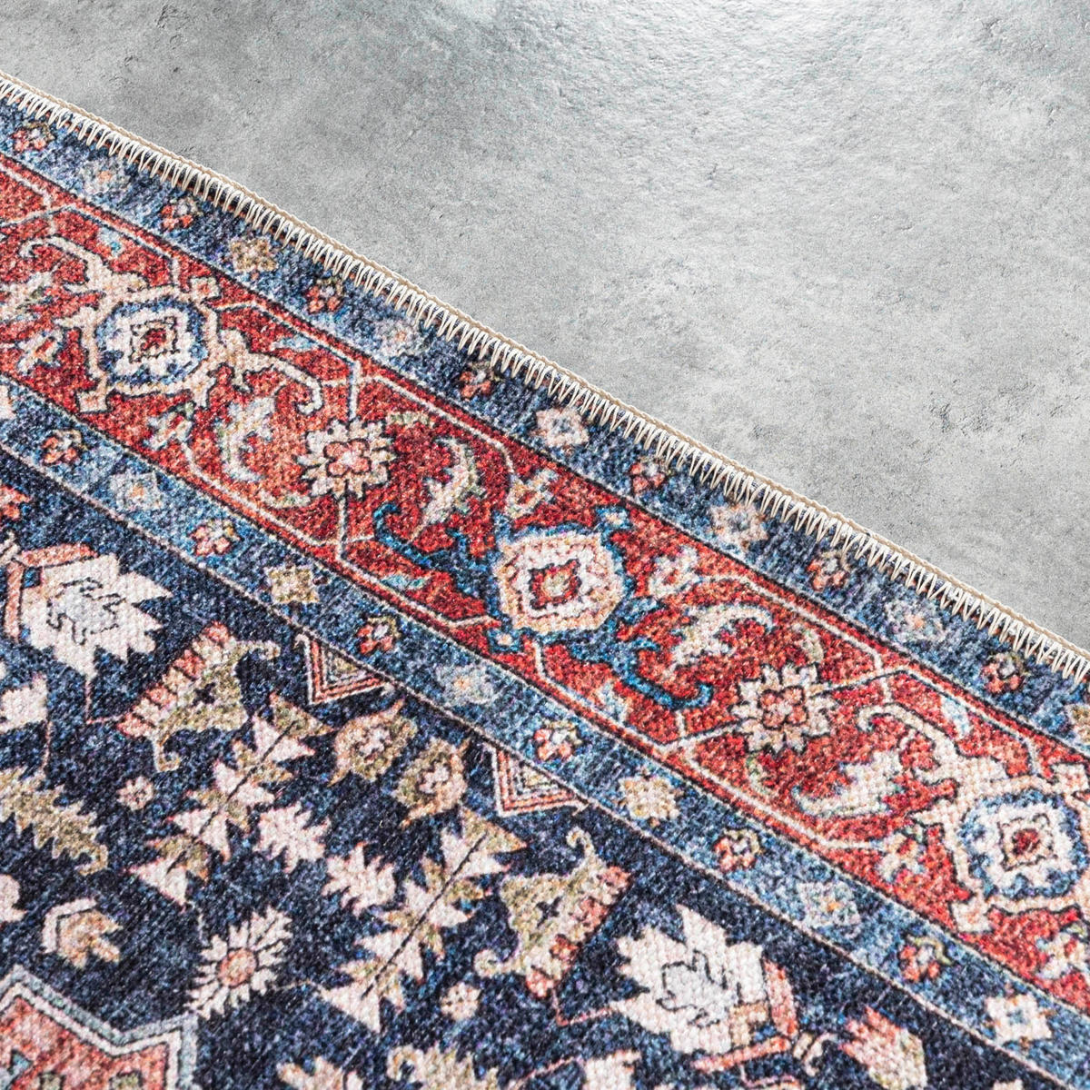 TEPPICH Rot Boho Vintage - Rechteckig Pflanzlich - Blau - 140 x 200 cm - Blau/Rot, Textil (140/200cm) - Mazovia