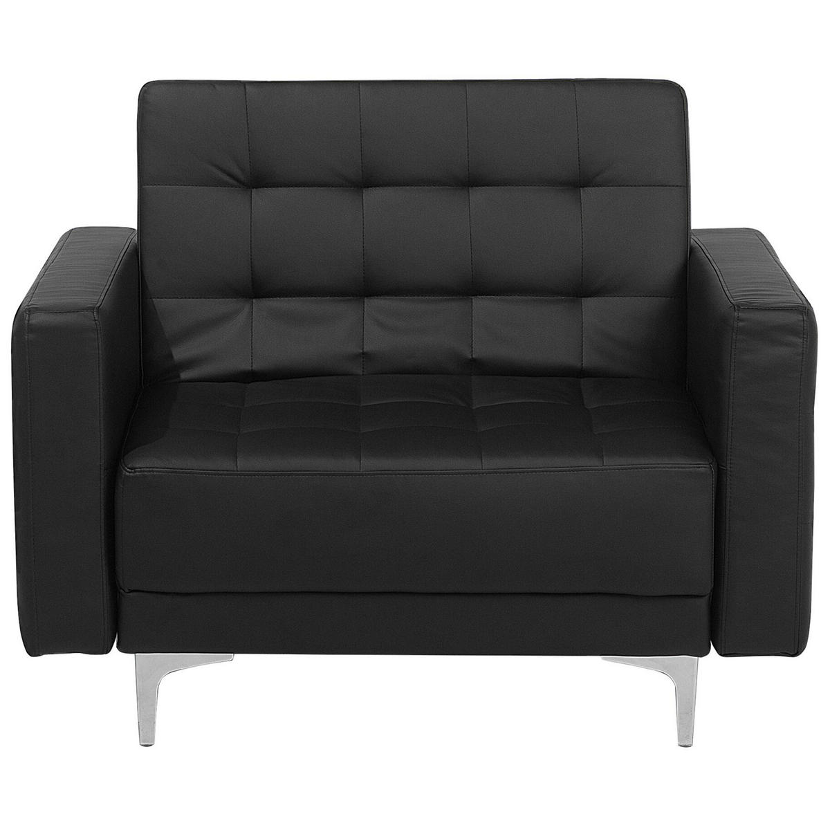SESSEL Kunstleder schwarz Aberdeen - Silberfarben/Schwarz, Kunststoff/Textil (106/83/88cm) - Beliani