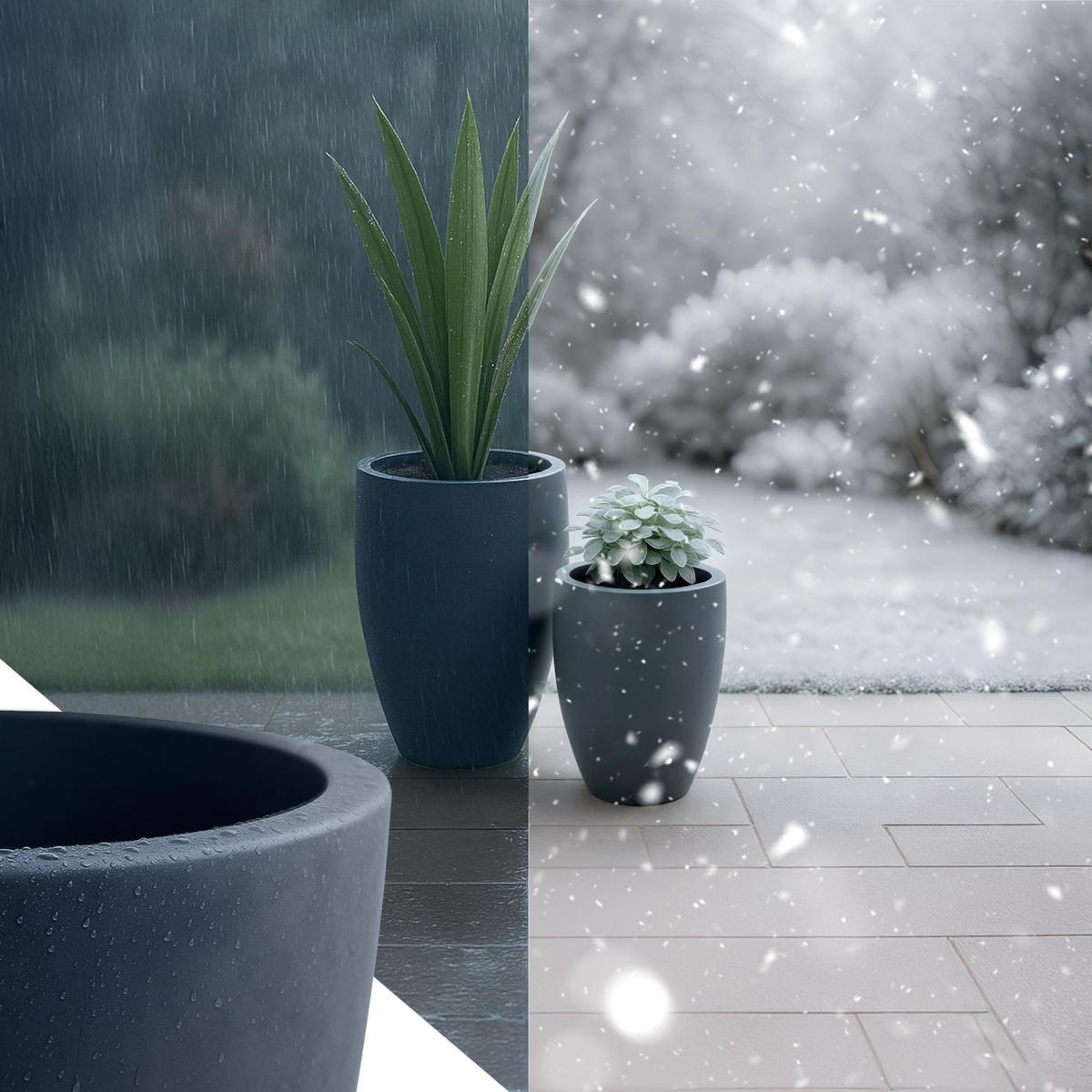 PFLANZKÜBEL 2er Set Anthrazit - Anthrazit, Kunststoff (46/61cm) - CLP