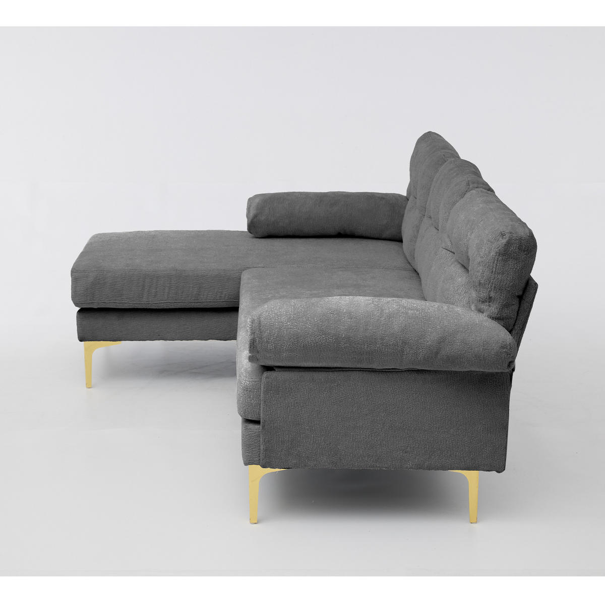 ECKSOFA 187,5/130/79 cm grau aus Holz mit wechselbarer Liegefläche - Grau, Holz (130/187.5cm) - OKWISH