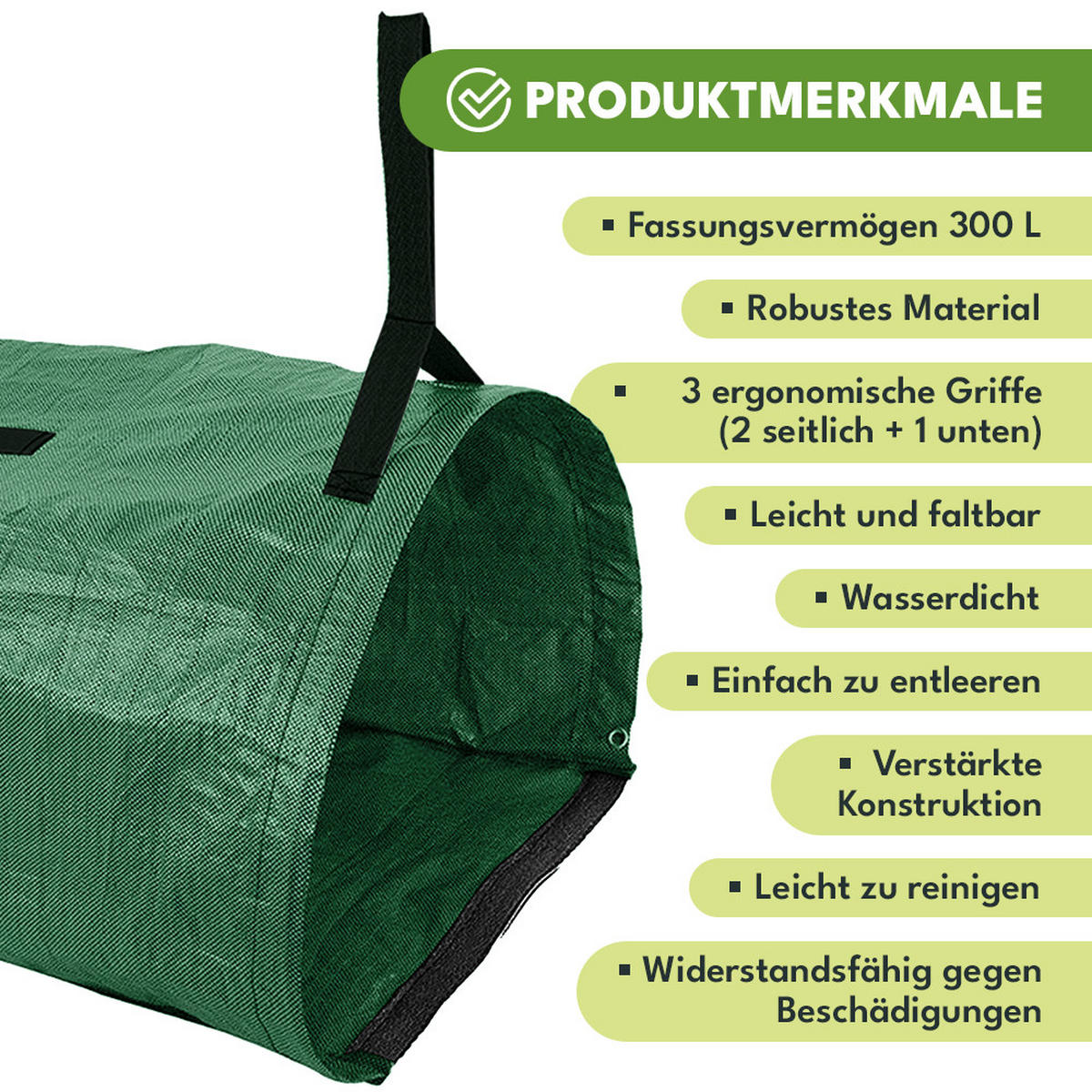 GARTENSACK 200L - Dunkelgrün, Kunststoff (56/76/43cm)