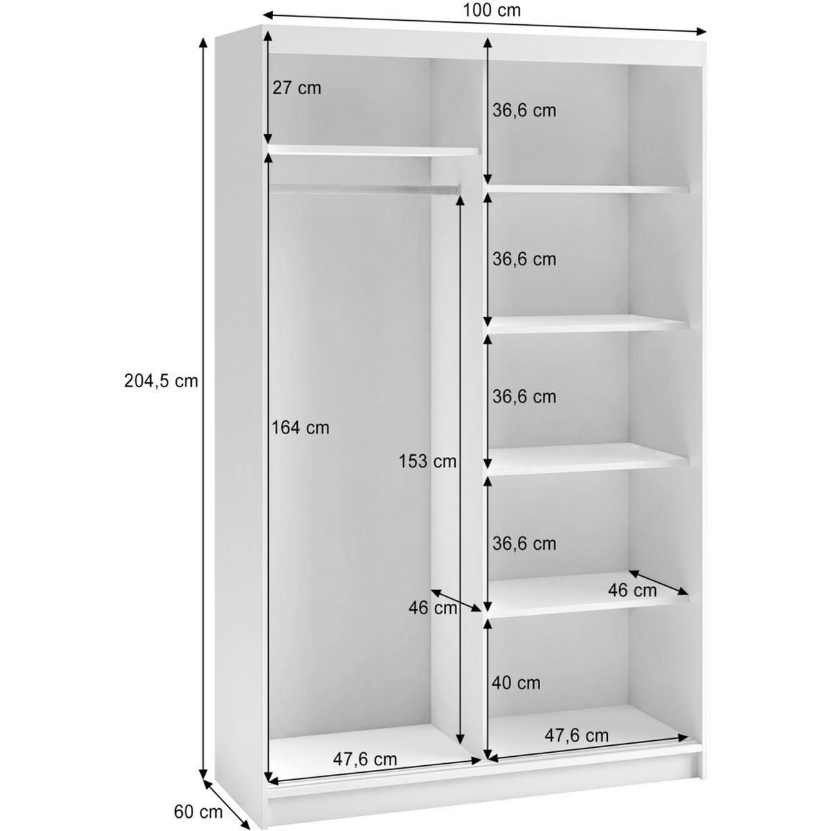 SCHWEBETÜRENSCHRANK Donatello 100/205/60 2-türig eiche Artisan mit Spiegel - Eiche Artisan, Holzwerkstoff (100/205/60cm) - Beautysofa