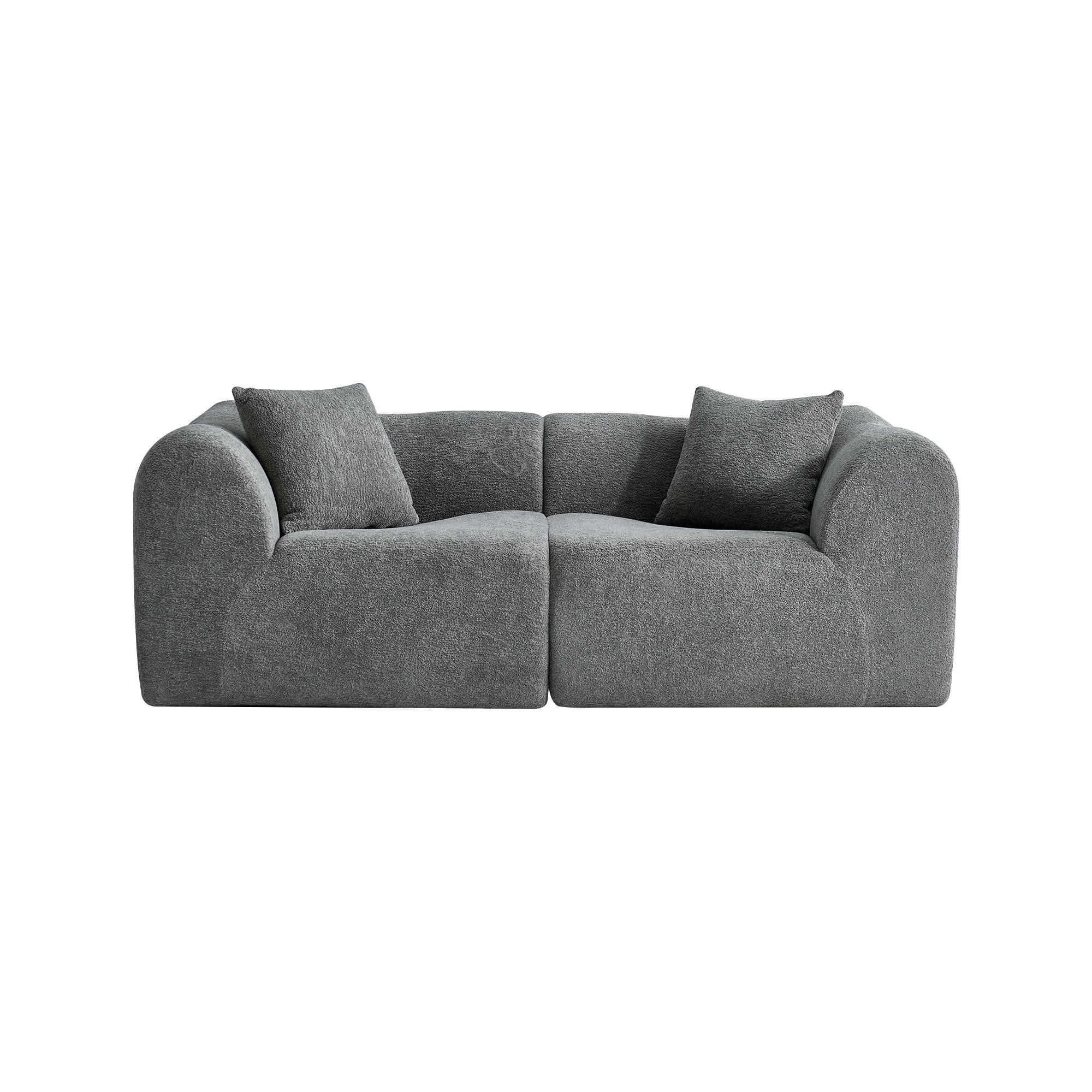 2-SITZER Sofa Samt mit Kissen und Anti-Rutsch-Pads 193/87/67 cm Grau - Grau, Textil (87/67/193cm) - Redom