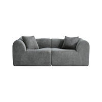 2-SITZER Sofa Samt mit Kissen und Anti-Rutsch-Pads 193/87/67 cm Grau - Grau, Textil (87/67/193cm) - Redom