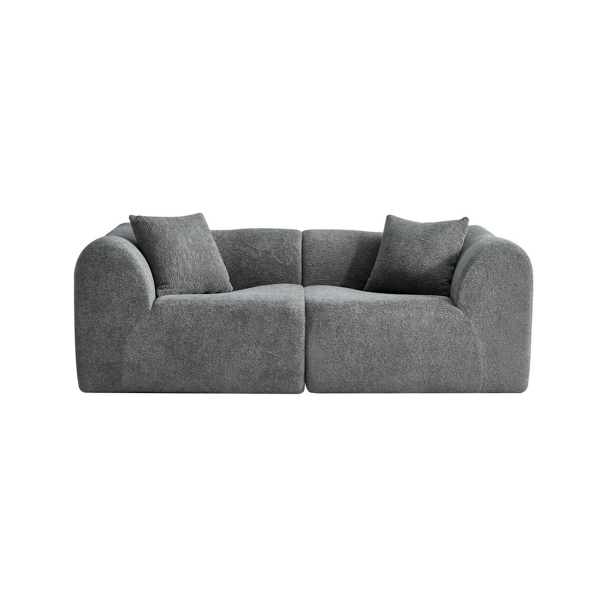2-SITZER Sofa Samt mit Kissen und Anti-Rutsch-Pads 193/87/67 cm Grau - Grau, Textil (87/67/193cm) - Redom