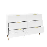 SIDEBOARD 120/40/77 cm in Weiß mit 6 Schubladen und goldfarbenen Details - Weiß, Holzwerkstoff (120/77/40cm) - Flora Grace
