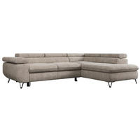 ECKSOFA PEDRO L Beige Struktur - Rechts Seite - Beige/Schwarz, Textil/Metall (273/208cm) - MKS