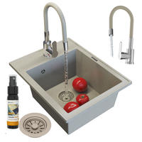 GRANITSPÜLE Nero mit Batterie und Siphon - Beige, Kunststoff/Stein (50/20/40cm) - Granitan