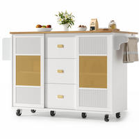 KÜCHENINSEL 146,85/70/90 cm in Weiß mit Klapptisch und Rollen - Weiß, Holzwerkstoff (146.85/90/70cm) - Flora Grace