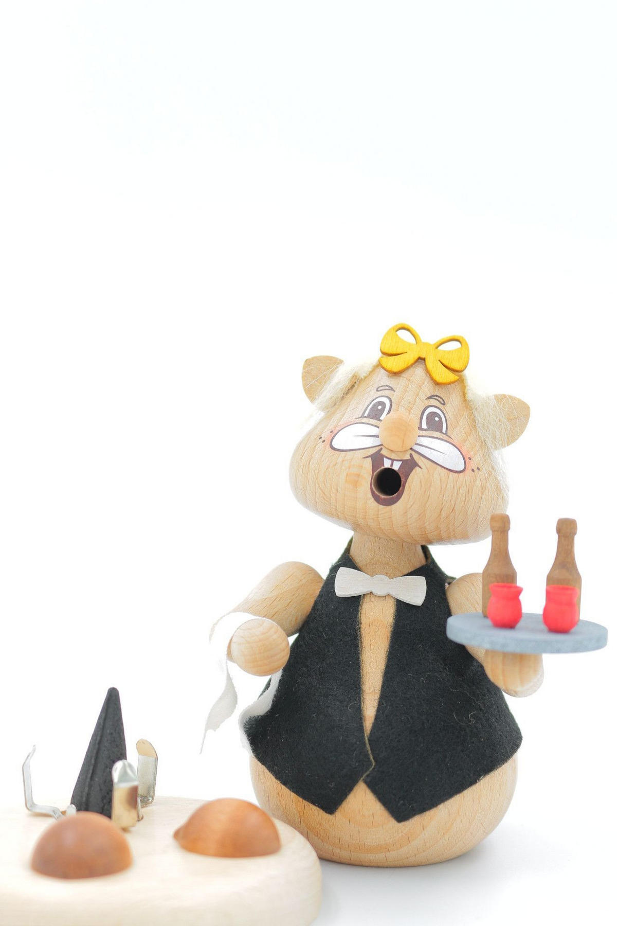 RAUCHFIGUR Hamster Kellnerin 13 cm - Multicolor, Holz (8/13/0.1cm)