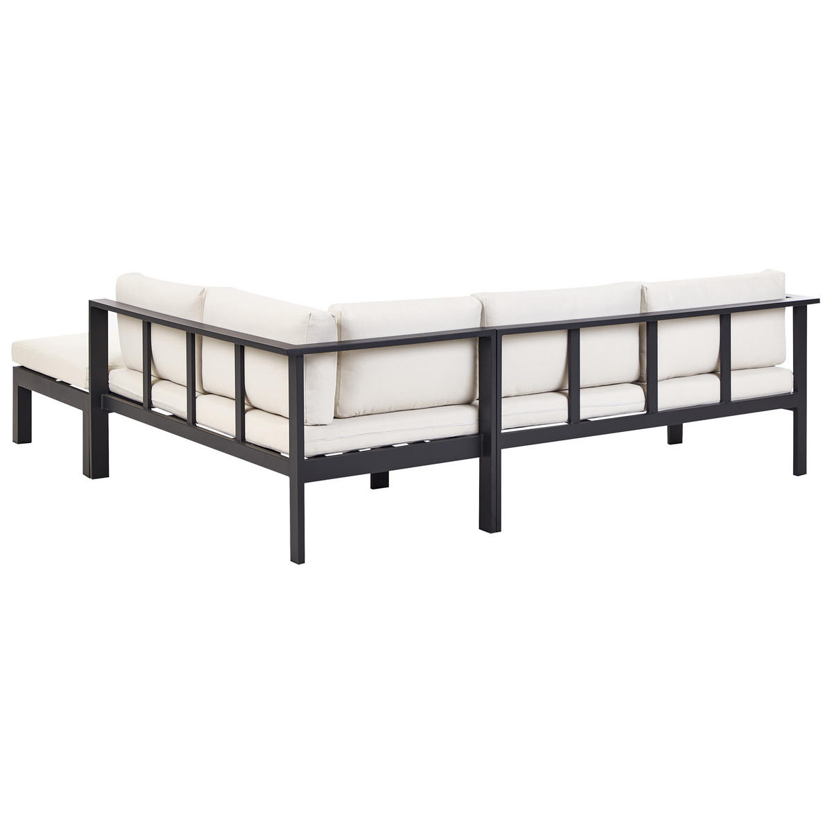 LOUNGE-SET 5-sitzer Aluminium Cremeweiß Messina - Schwarz/Weiß, Metall - Beliani