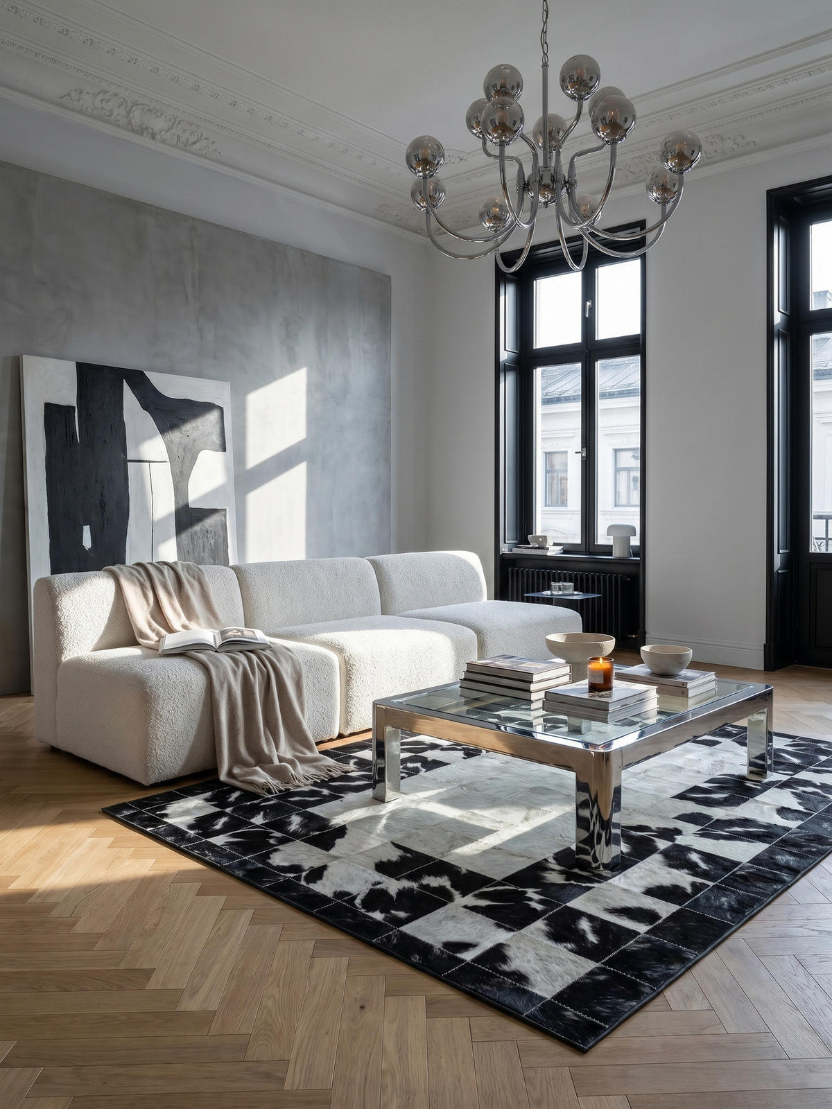 TEPPICH Flachgewebe Waschbar PIZOL in Schwarz, im Patchwork-Stil, 140 x 200 cm - Schwarz, Textil (140/200cm) - KADIMA DESIGN