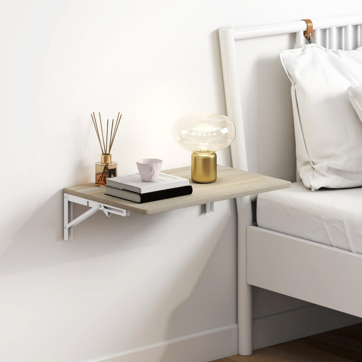 WANDKLAPPTISCH 60/40 cm Eiche mit abgerundeten Ecken platzsparend - Eichefarben, Holzwerkstoff (60/40/16cm) - OKWISH