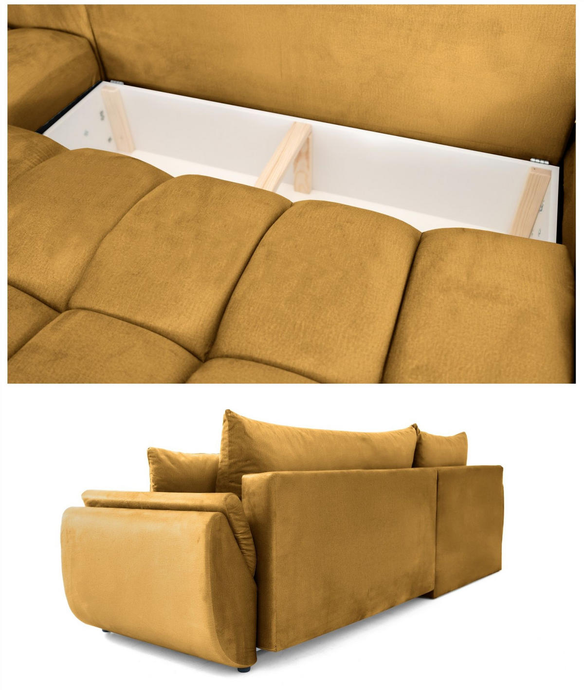 ECKSOFA Collin Mit Schlaffunktion - Gelb, Holzwerkstoff/Textil (280/185cm) - Fun Möbel