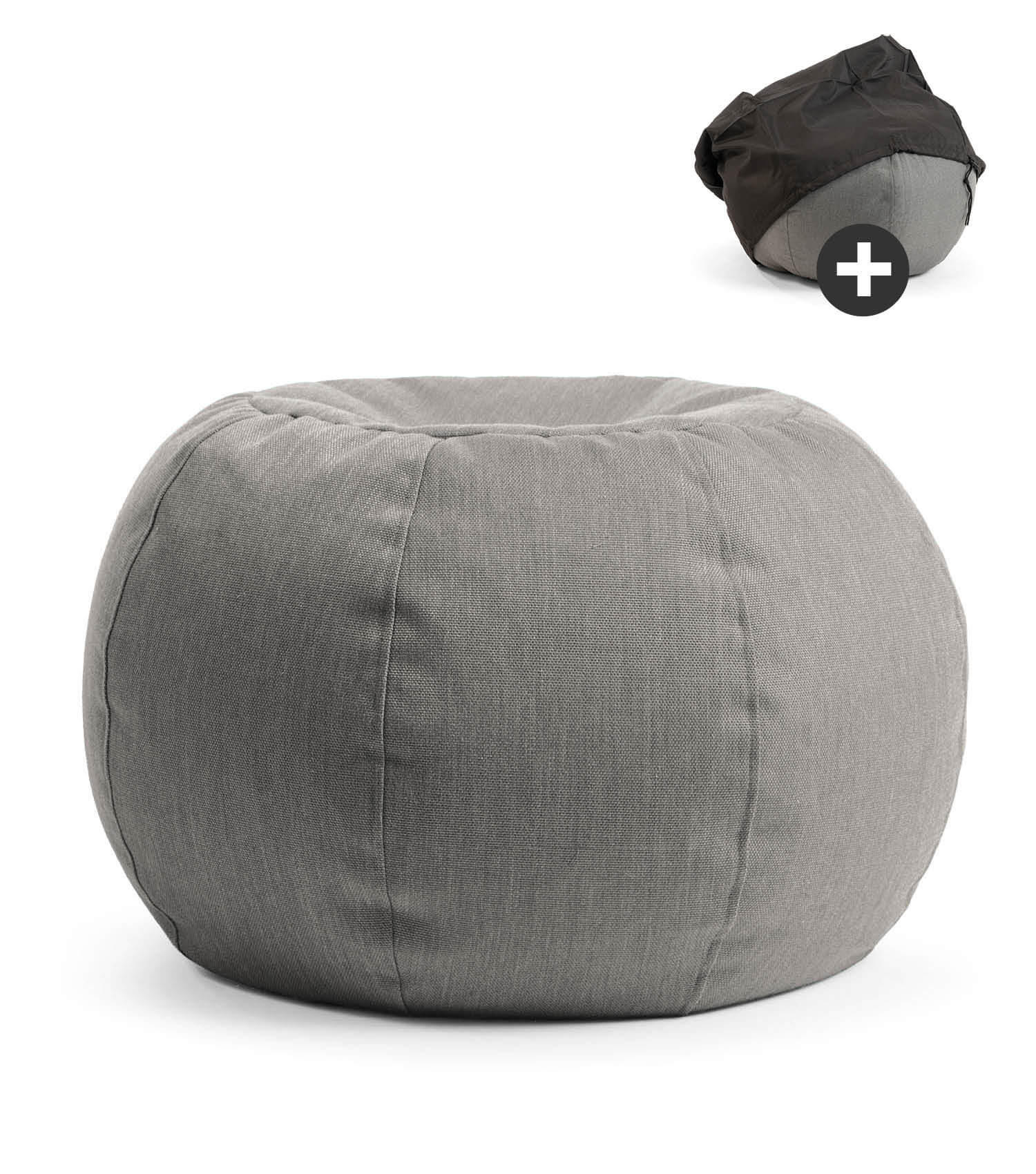 OUTDOOR POUF Der Kugelige - Dunkelgrau, Textil (60/40/60cm) - Mokebo