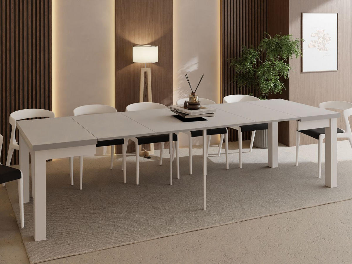 ESSTISCH Toren Weiß ausziehbar verlängerbar quadratisch, Kaschmir 100-300/100/76.5 cm - Kaschmir/Weiß, Holz/Holzwerkstoff (100/100/77cm) - WFL GROUP